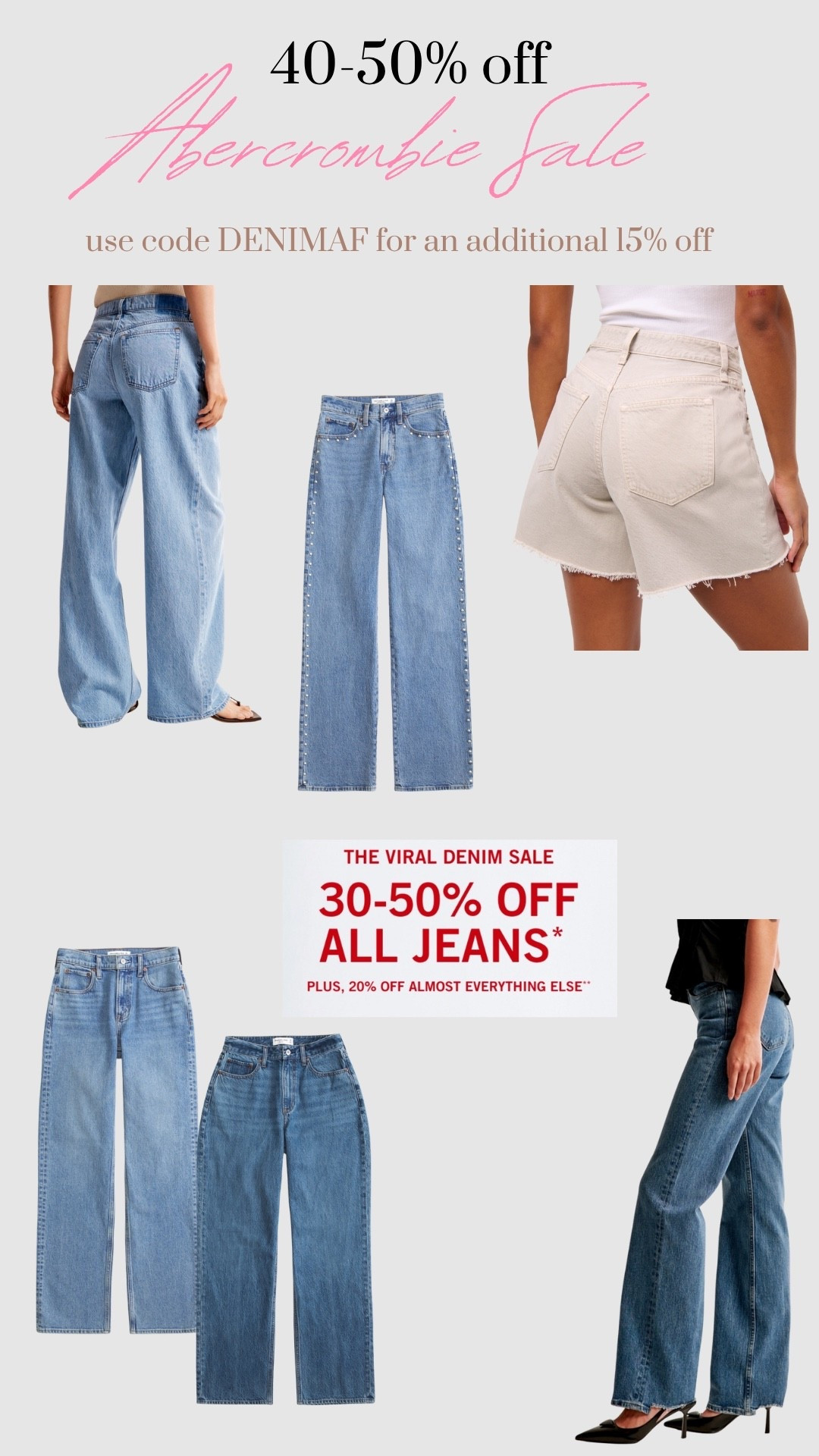 Abercrombie denim sale use code DENIMAF for a 15% stackable code! #denim #jeans #abercrombie #abercrombiesale

#LTKSaleAlert #LTKWorkwear #LTKStyleTip
