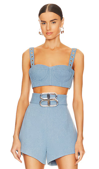 Capri Denim Bralette in Blue Denim | Revolve Clothing (Global)
