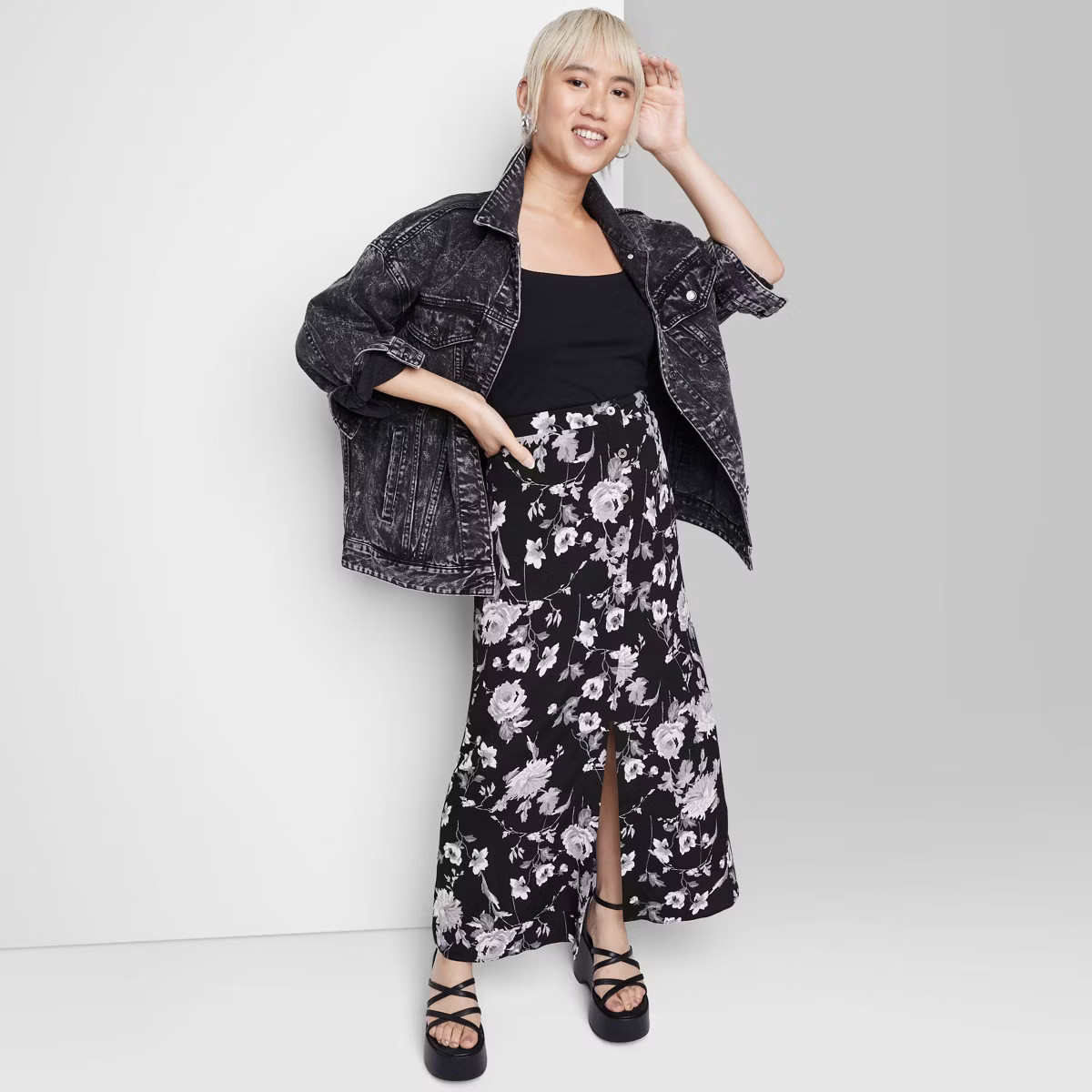 Women's Button-Front Printed Midi Skirt - Wild Fable™ | Target