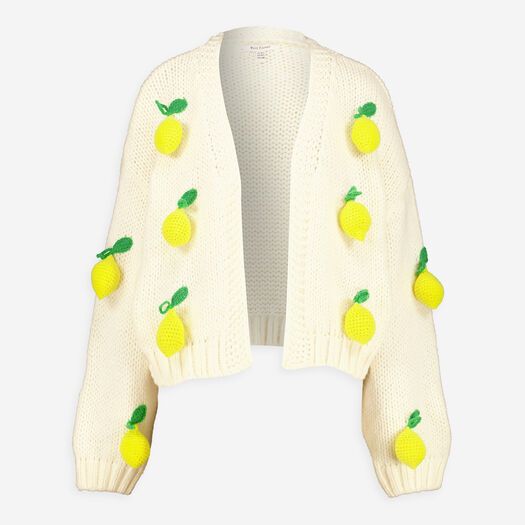 White Lemon Applique Knit Cardigan | TK Maxx