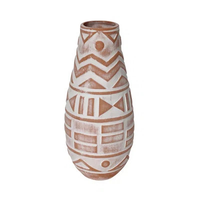 Earthenware Aztec Teardrop Flower Vase In Terracotta | Wayfair North America