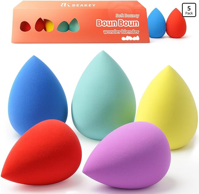Amazon.com : BEAKEY Makeup Sponge Set 5 Pack Micro Porous Low Absorption Soft Latex Free Foundati... | Amazon (US)