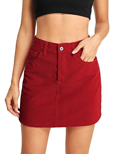 WDIRARA Women's Casual Plain Mid Waist Above Knee Pocket Button Short Skirt | Amazon (US)