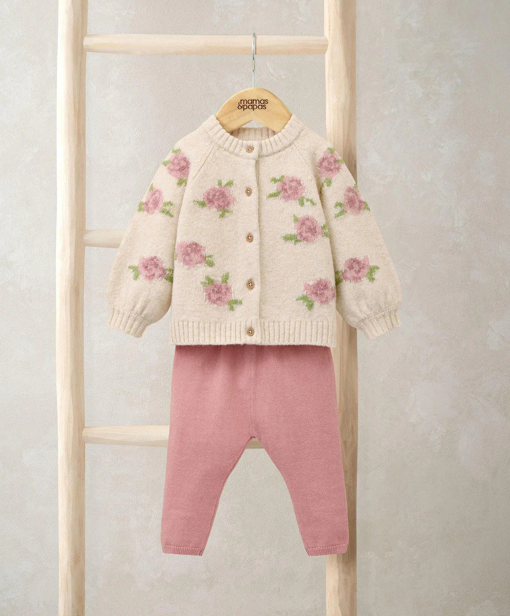 Jacquard Knit Cardigan & Leggings Set (2 Pieces) - Pink | Mamas & Papas