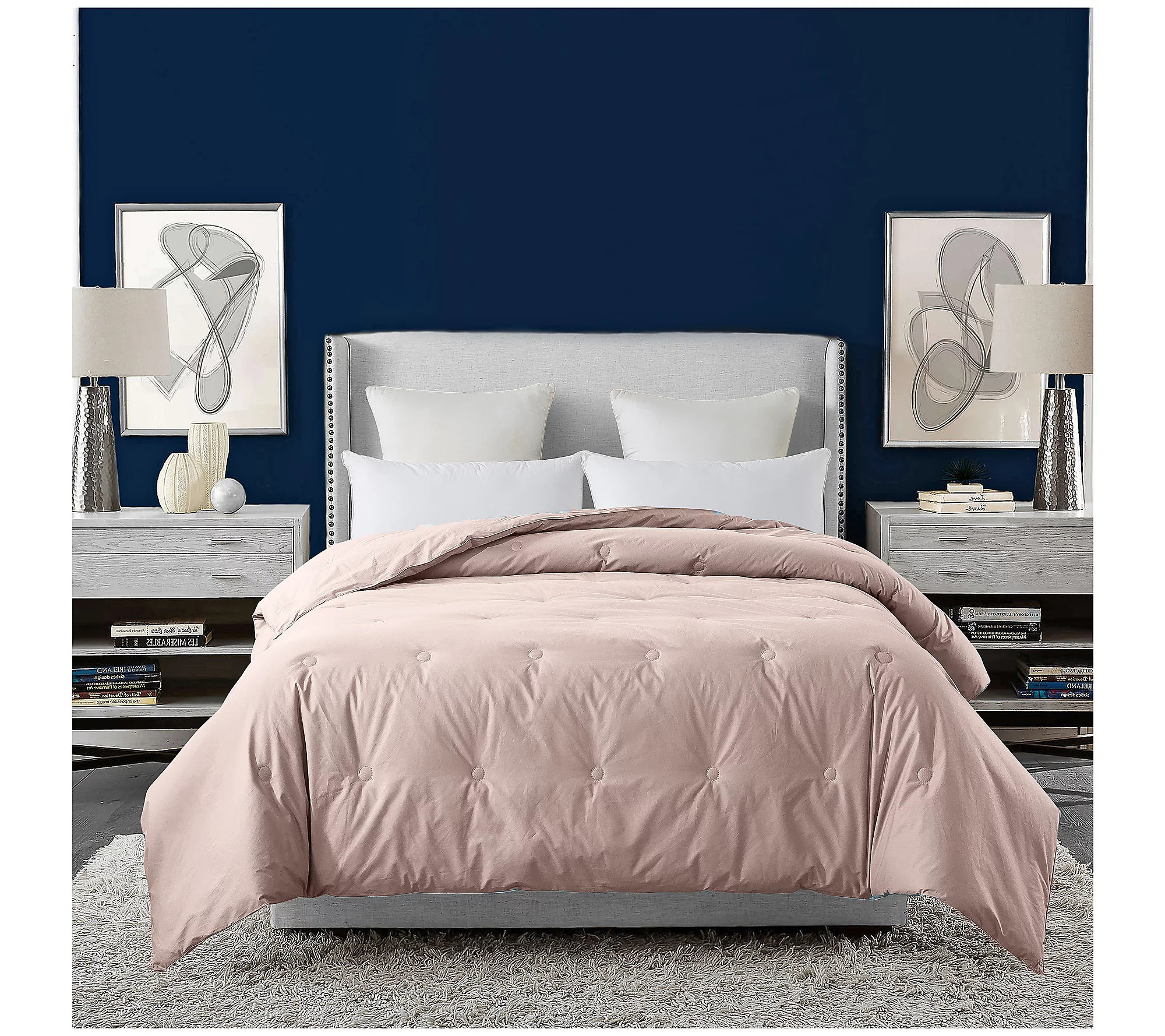 Royal Velvet Tufted Down Alternative Comforter- Blush F/Qn | QVC