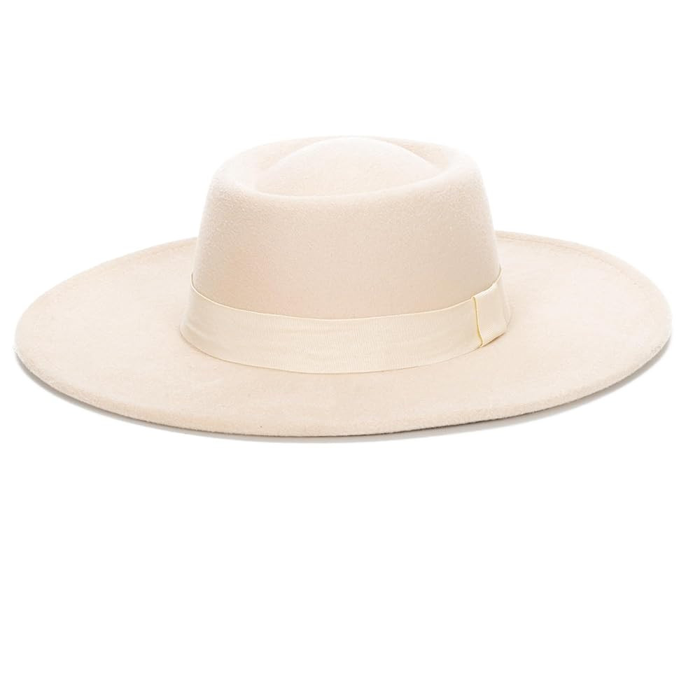 Women 3.75in-Large-Brim Felt-Fedora-Hat Flat-Top Derby-Cap Pork-Pie Boater-Hat Flat-Brim Church-H... | Amazon (US)