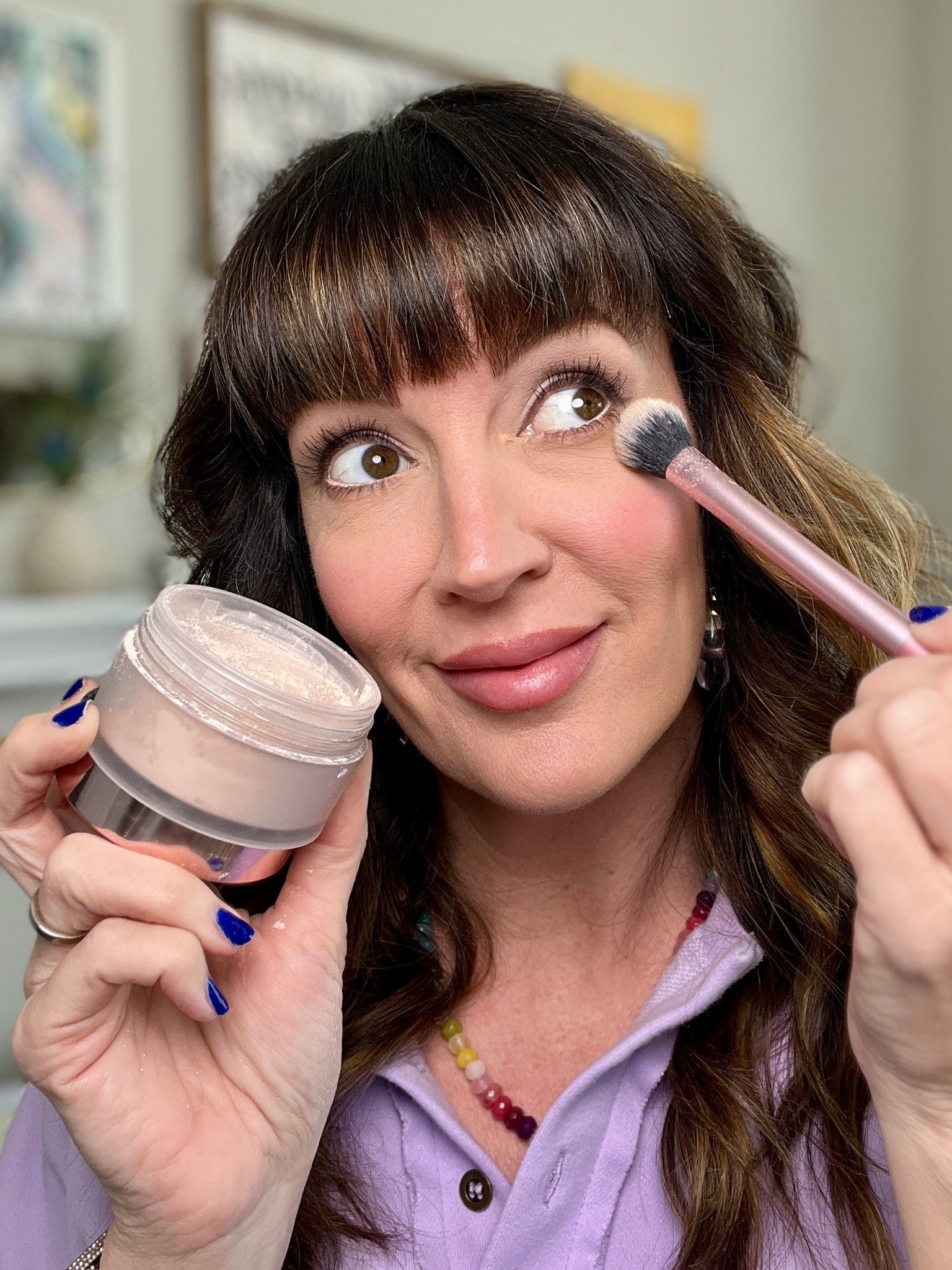 💨 Best loose SETTING POWDER for under eyes is always gonna be the Laura Mercier blur talc free powder. Wearing shade : rose, here // also this setting powder brush 🖌️is the perfect size for this area and for highlighters.

#LTKOver40 #LTKBeauty #LTKFindsUnder50