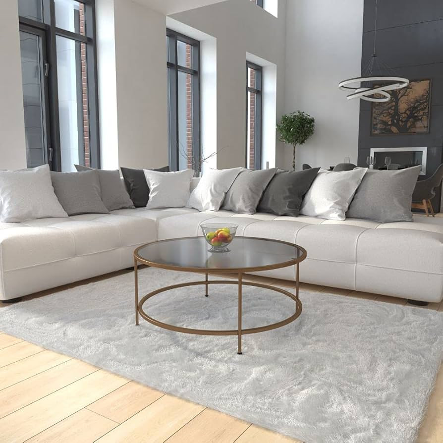 Flash Furniture Astoria Collection Round Coffee Table - Modern Clear Glass Coffee Table - Matte G... | Amazon (US)