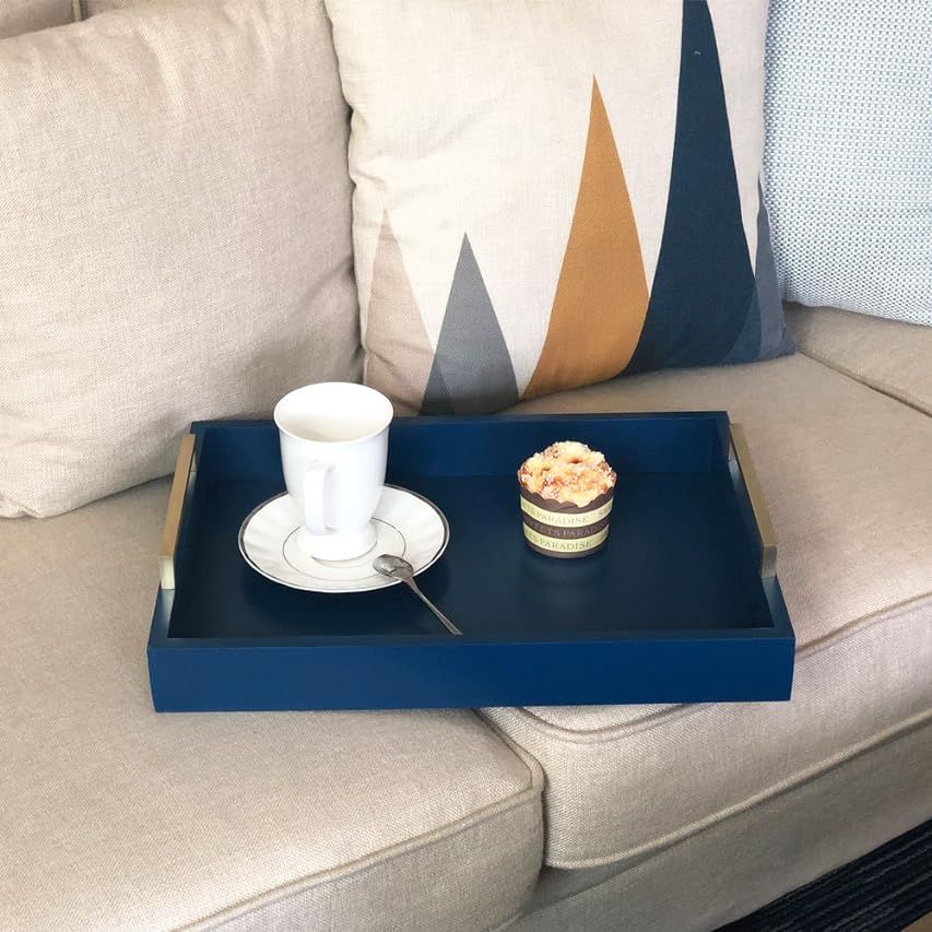 Home Redefined Modern Elegant 18”x12” Rectangle Navy Blue Rectangle Shagreen Decorative Ottoman Coff | Amazon (US)