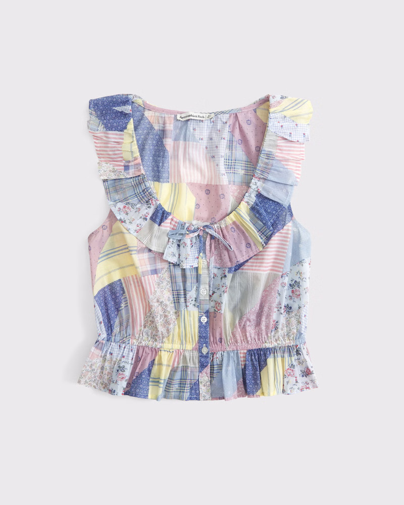 Ruffle Scoopneck Button-Through Tank | Abercrombie & Fitch (US)