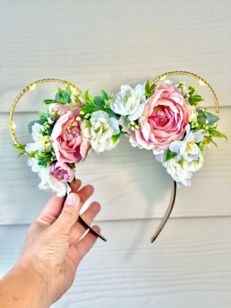 Pink dream Mickey ears / Princess ears/ Minnie ears / Floral Mickey Ears / flower and garden ears... | Etsy (US)