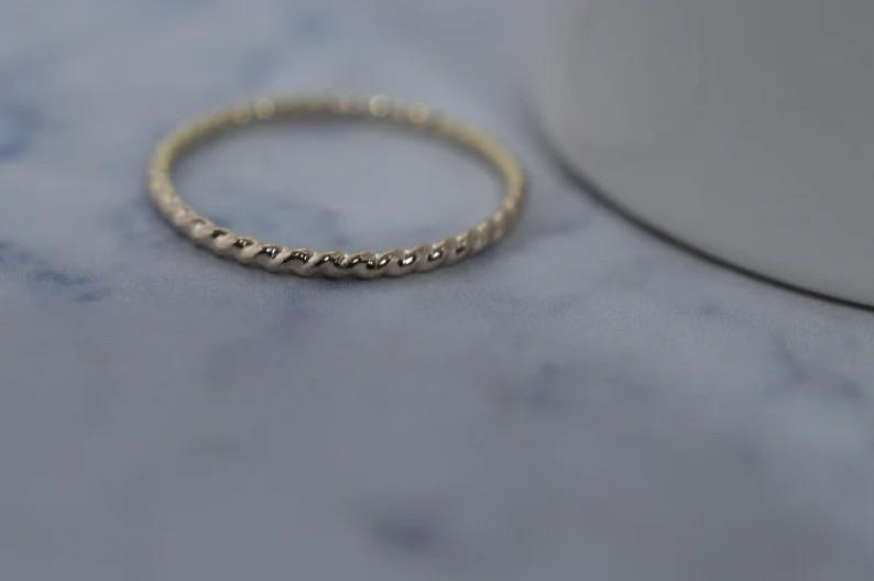 Gold Fill Twist Rope Ring  Gold Skinny Stack Band | Etsy | Etsy (US)