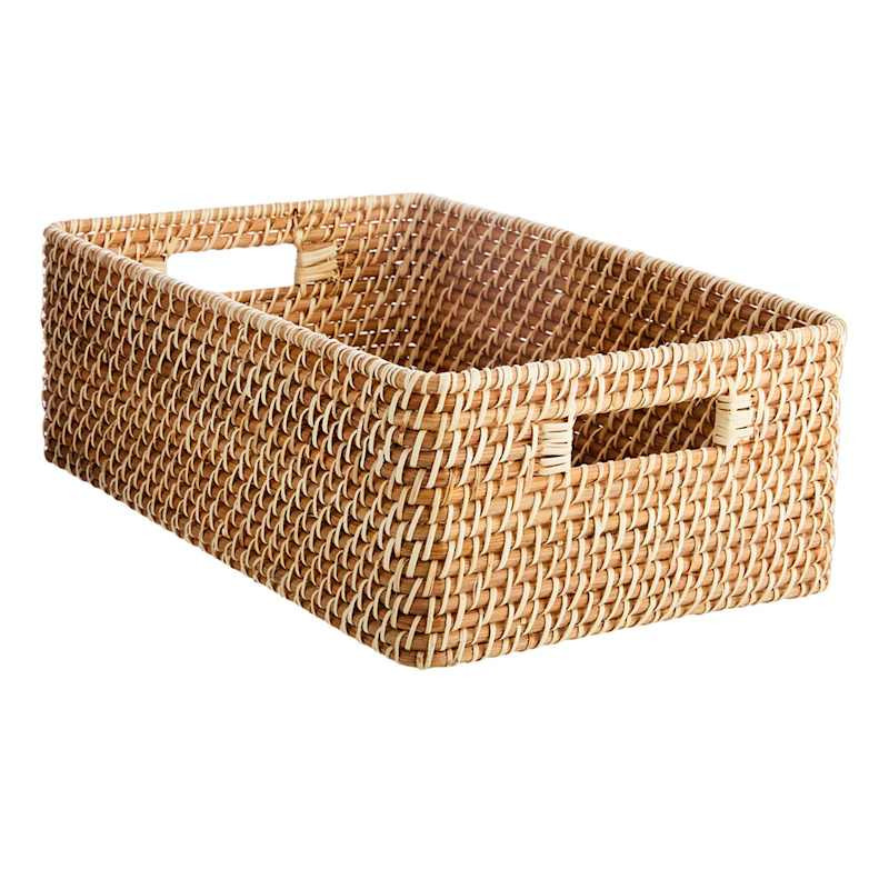 Oversized Rectangle Rattan Storage Basket, Large | At Home
