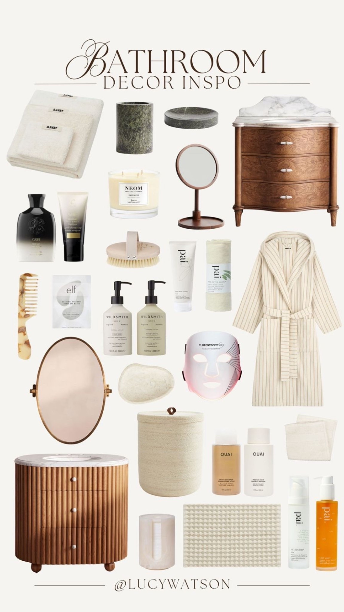 Bathroom decor inspo 🫧

Mirror, sink, towelling robe, dressing gown, shampoo, conditioner, hair care, Ouai, organic cotton, towels, flannel, comb, undereye patches, LED mask, current body, dry brushh

#LTKhome #LTKbeauty #LTKuk