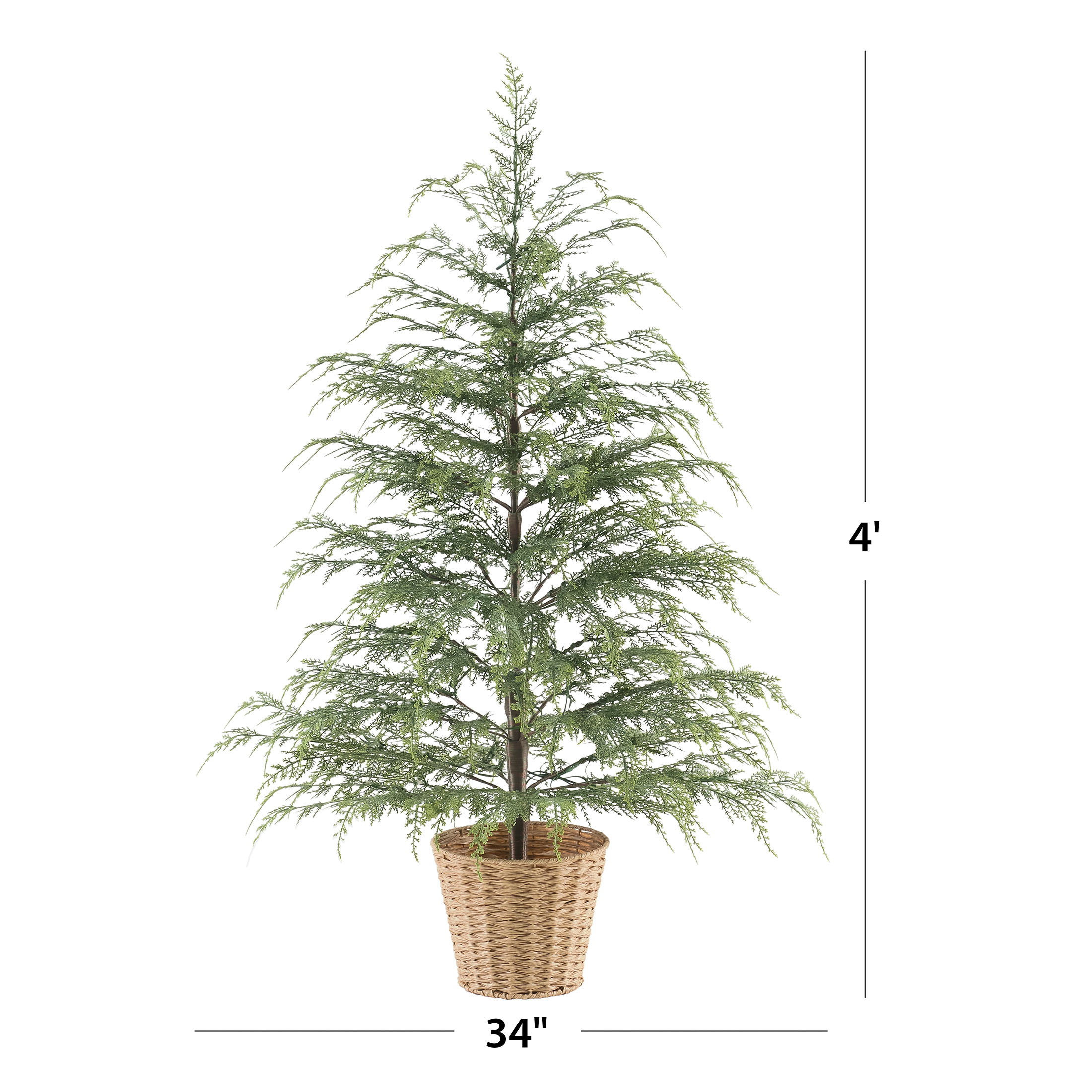 My Texas House Potted 4ft Pre-Lit Twinkle LED Cypress Artificial Christmas Tree, Green, 100 LED | Walmart (US)