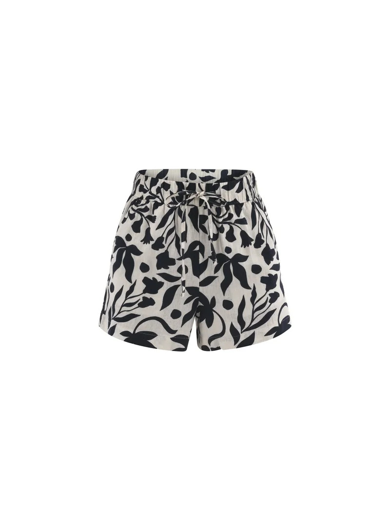 Time and Tru Women's Linen Blend Pull On Shorts, 3.5" Inseam, Sizes XS-XXXL | Walmart (US)