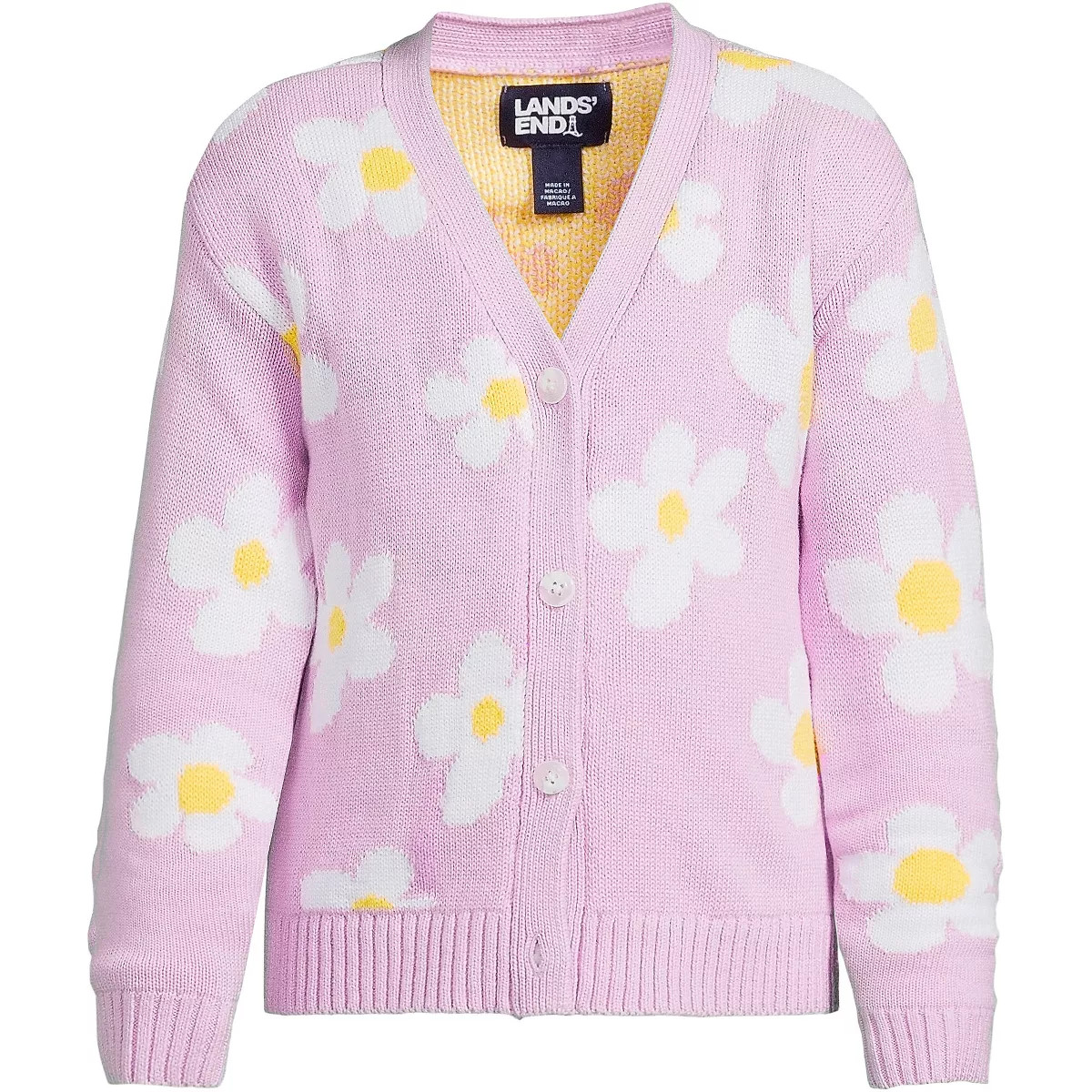 Lands' End Kids Button Front Cable Cardigan | Target