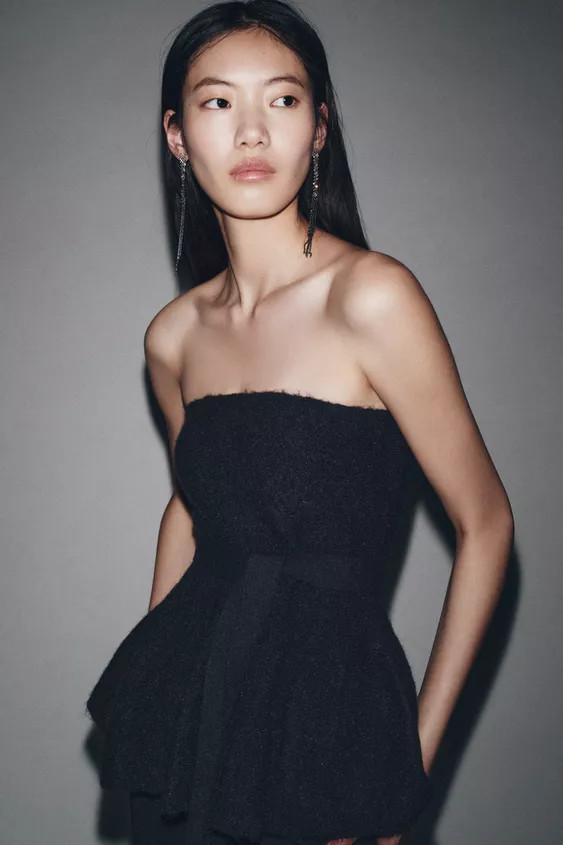 TIED KNIT PEPLUM TOP | Zara Canada