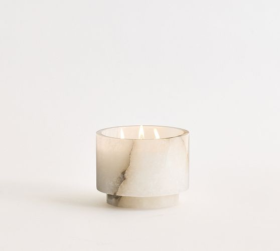 Alabaster Candle - White Floral | Pottery Barn (US)