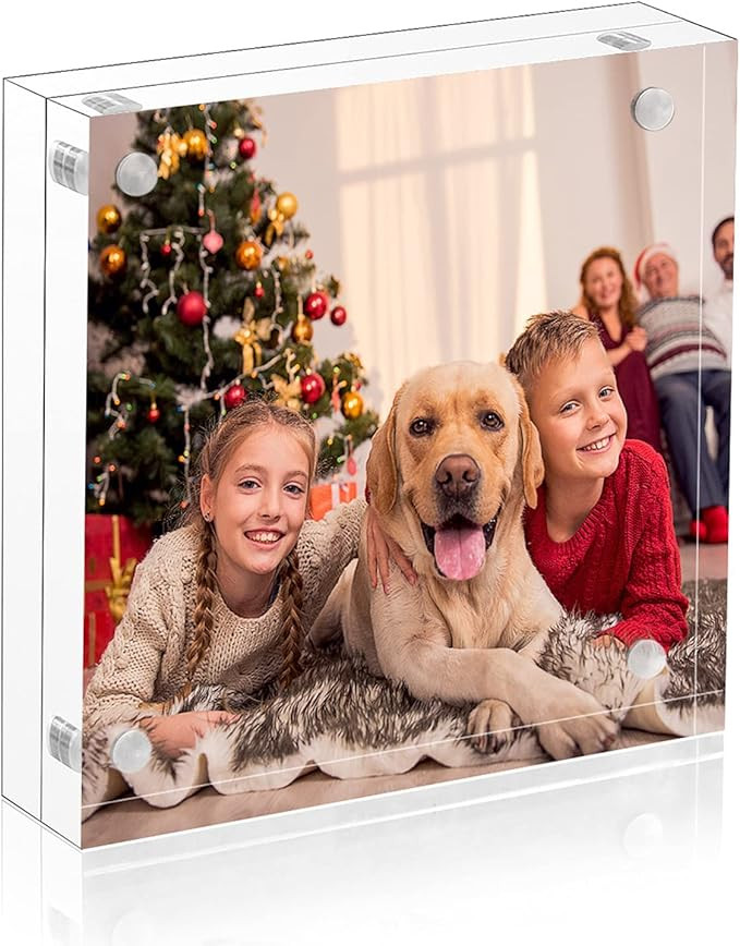 NIUBEE 5x5 Picture Frames, Clear Acrylic Photo Frame with Gift Box Package, 20% Thicker Blocks Ma... | Amazon (US)