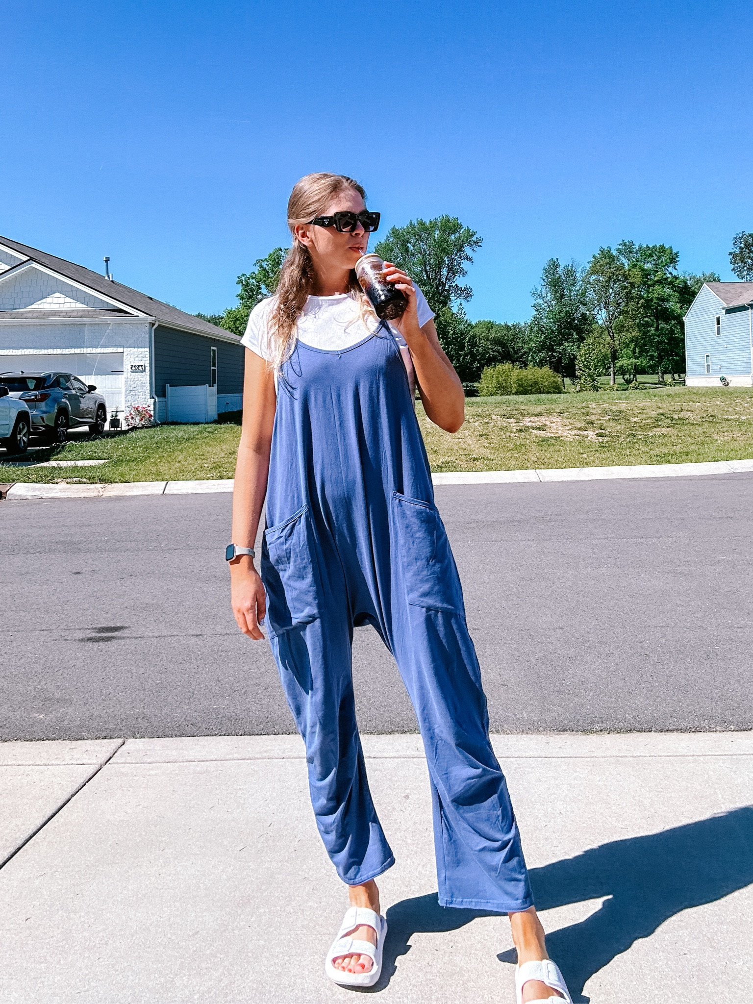 I’ve never tried these rompers because I wasn’t sure how they’d look as high waters and I’m obsessed. It’s so comfy too. This tall girl approved it but some might not like the length. I typically wear 36in inseam or Xlong  

#LTKfindsunder50 #LTKstyletip #LTKmidsize