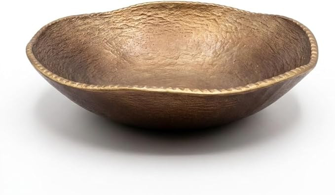 Rustic Bronze Decorative Cast Metal Round Bowl 10 inch (Bronze) | Amazon (US)