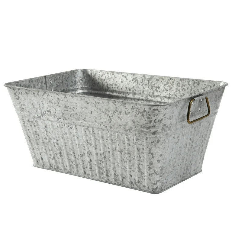 Better Homes & Gardens- Large Rectangle Galvanized Tub BH28-056-099-29, 22 in L x 15 in W x 10 in... | Walmart (US)