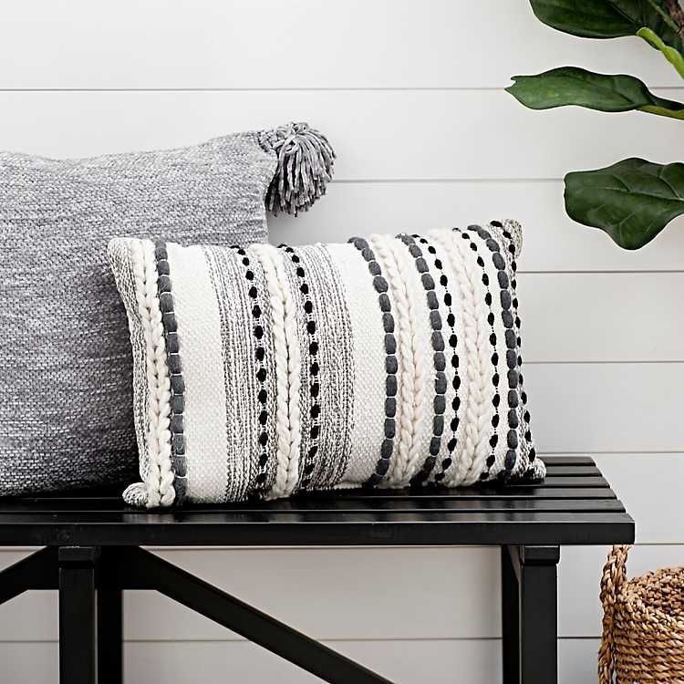 Gray Knots and Braids Wool Accent Pillow | Kirkland's Home