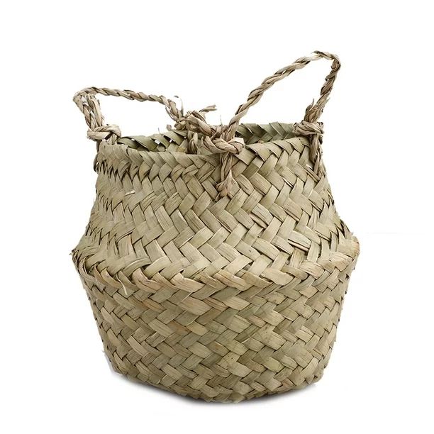 Straw Basket Seaweed Woven Cosmetic Storage Bag Handmade Folding Seagrass Basket Household Suppli... | Walmart (US)
