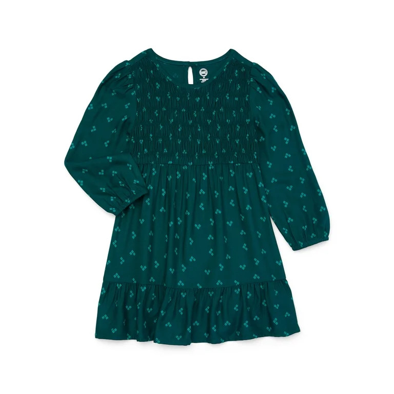 Wonder Nation Toddler Girls Fit and Flare Dress with Long Sleeves, Sizes 12M-5T - Walmart.com | Walmart (US)
