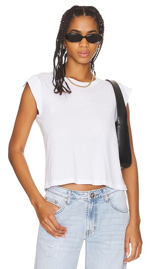 Peak Shoulder Tee in True White | Revolve Clothing (Global)