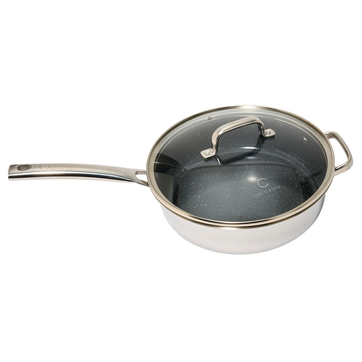 Curtis Stone Tri-Ply SS 5qt Dura-Pan Ceramic Sauté Pan with Lid | HSN