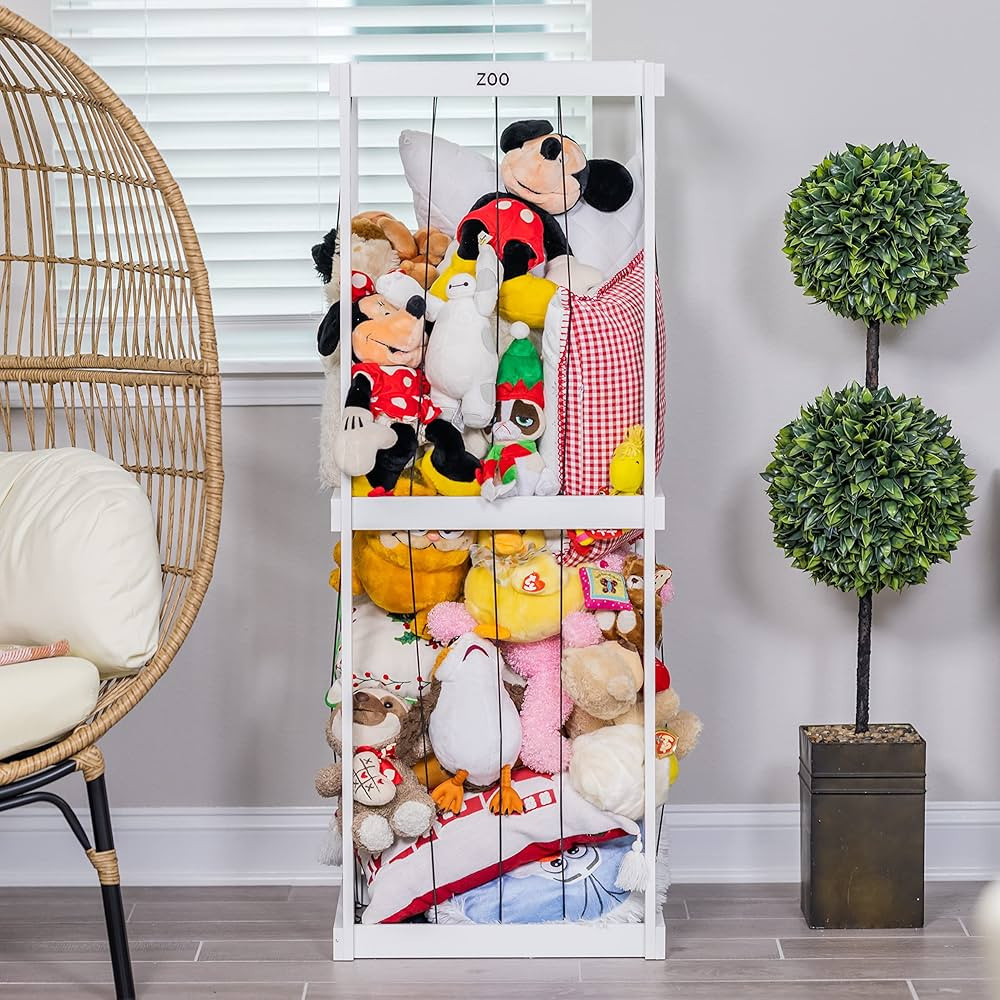 RELODECOR Stuffed Animal Zoo Storage, Wood Zoo Animals Toy Holder, Animal Cage Organizer, Ball St... | Amazon (US)