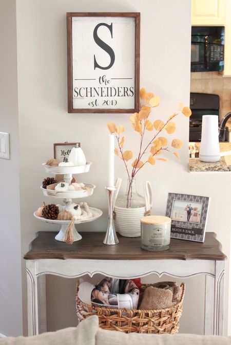 Entryway table styling for Fall! This would be cute for coffee table decor too.
#falldecor #entrywaydecor #coffeetabledecor #amazon

#LTKfindsunder50 #LTKhome #LTKSeasonal