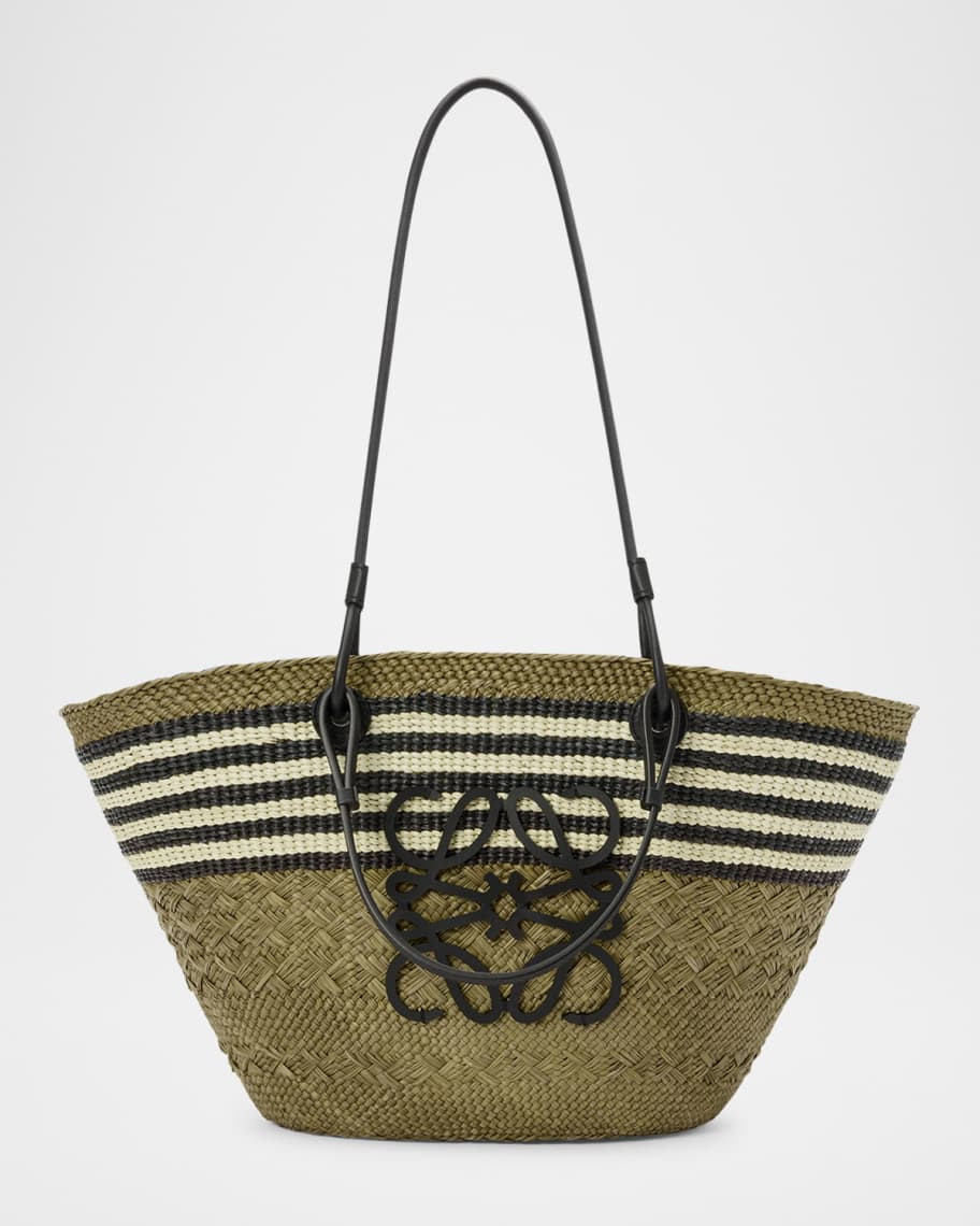 Loewe x Paula’s Ibiza Medium Anagram Striped Basket Tote Bag in Straw | Neiman Marcus