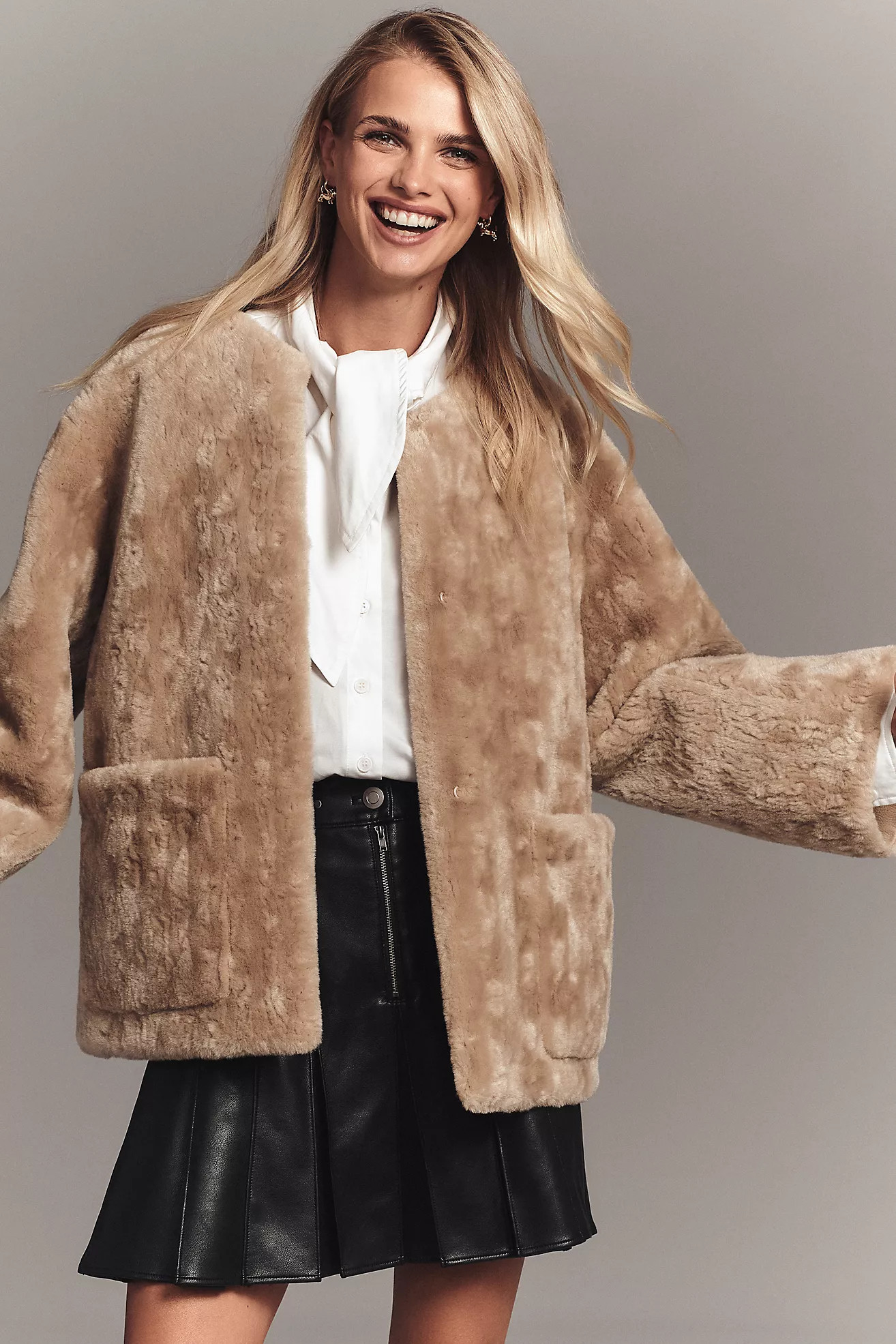 By Anthropologie Faux Leather Pleated Hardware Mini Skirt | Anthropologie (US)