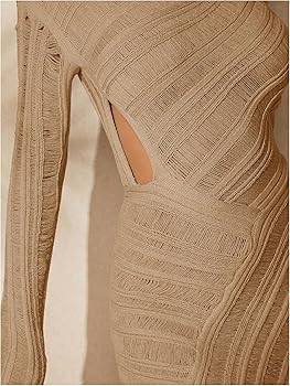 MakeMeChic Women's Y2K Cut Out Asymmetrical Long Sleeve Mini Dress Skinny Bodycon Dresses | Amazon (US)