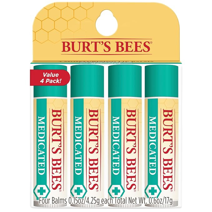 Burt's Bees Medicated Lip Balm, With Eucalyptus Oil and Menthol, Tint-Free, Natural Origin Lip Ca... | Amazon (US)