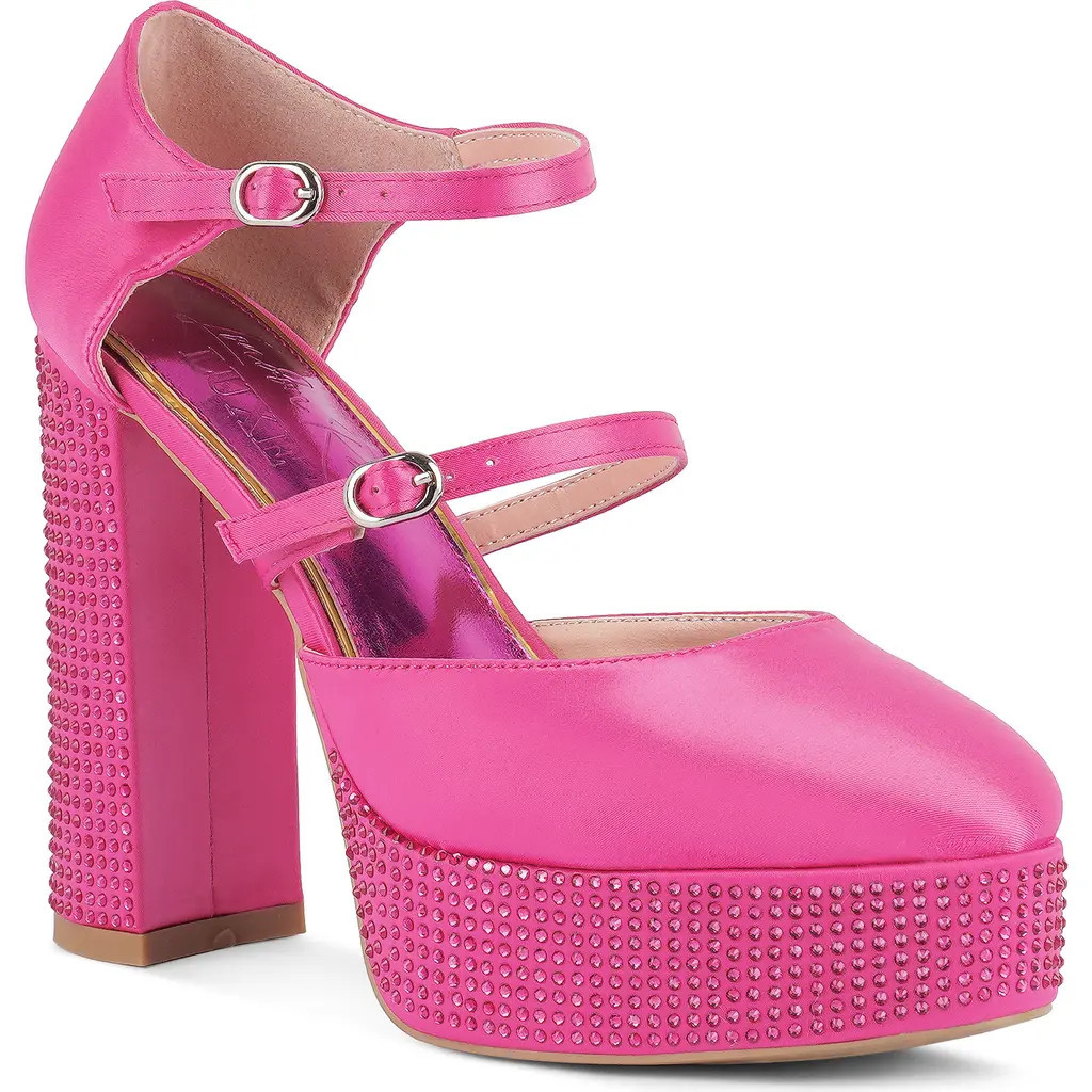 LONDON RAG Rhinstone Embellished Platform Mary Jane Pump in Hot Pink at Nordstrom Rack, Size 5 | Nordstrom Rack