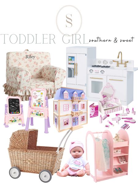 Toddler girl gift guide! Sweet gifts for one year olds + 💗 White tiny play kitchen, floral ruffle pottery barn chair (ordered this for Emma!) Baby doll, rattan stroller, easel, doll house and more 

#LTKbaby #LTKkids #LTKHoliday