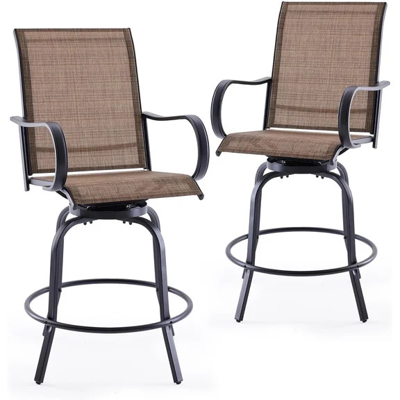 MRUAKA Patio Swivel Bar Stools Chair of 2, All Weather High Back and Armrest Patio Stools & Bar C... | Walmart (US)