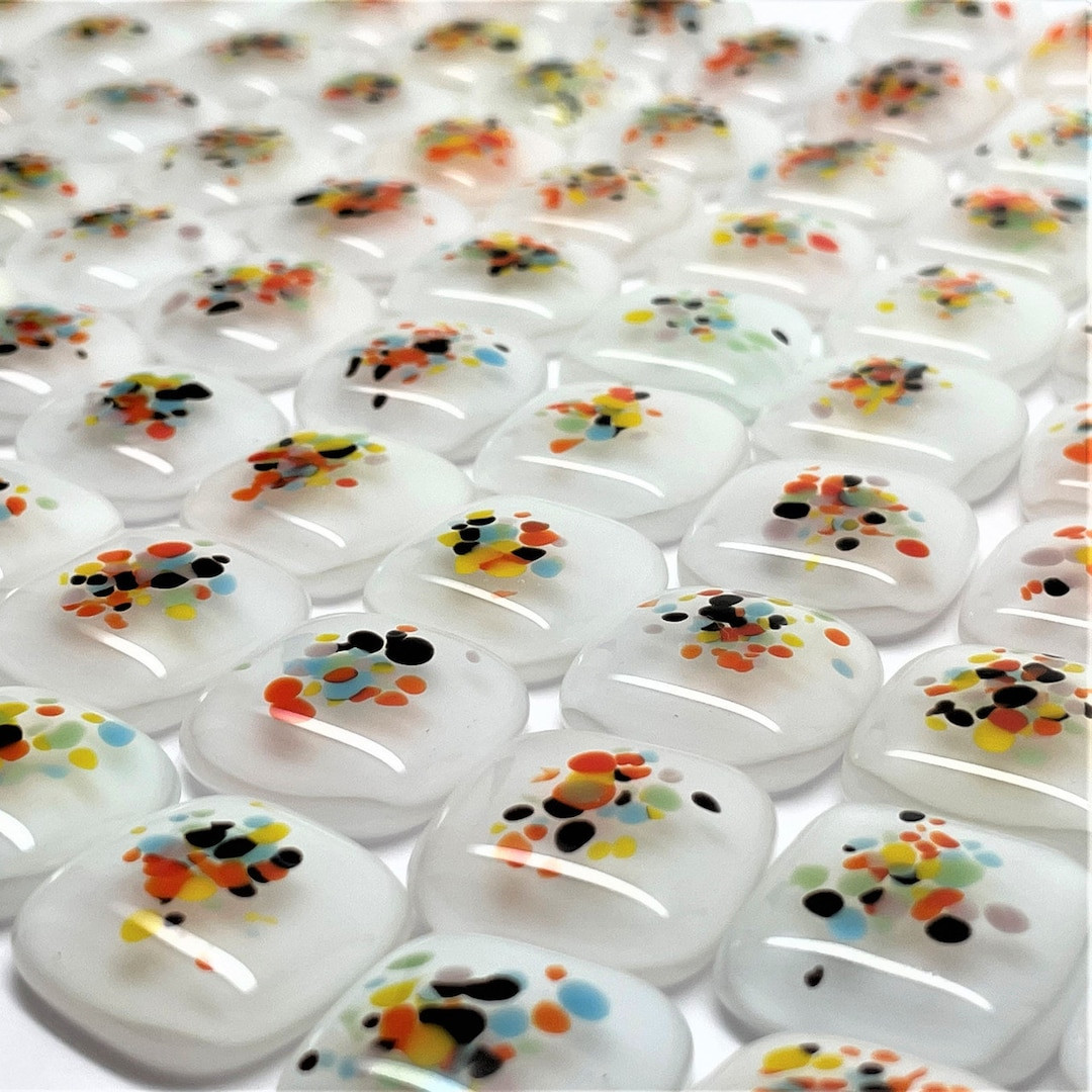 FUSED Stained Glass Tiles, Med, 12pcs, SPRINKLES, White - Etsy | Etsy (US)