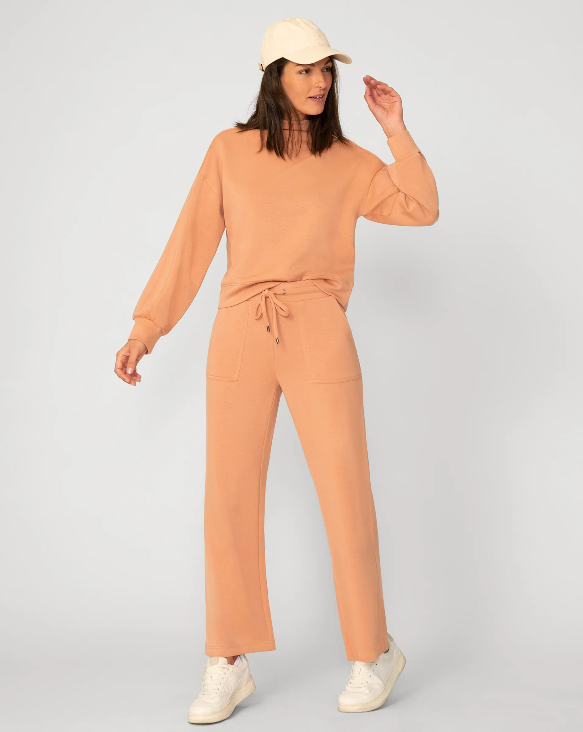 Women's Mockneck Modal Top & Wide Leg Pant in Cork | Cable & Gauge | Cable & Gauge