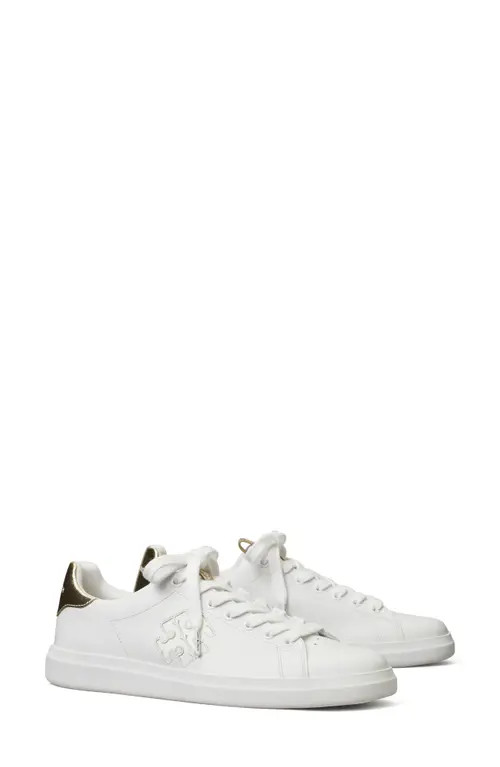 Tory Burch Double T Howell Court Sneaker in Titanium White/spa at Nordstrom, Size 7 | Nordstrom