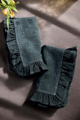 Ruffled Black Cotton Napkins, Set of 2 at Terrain | Terrain