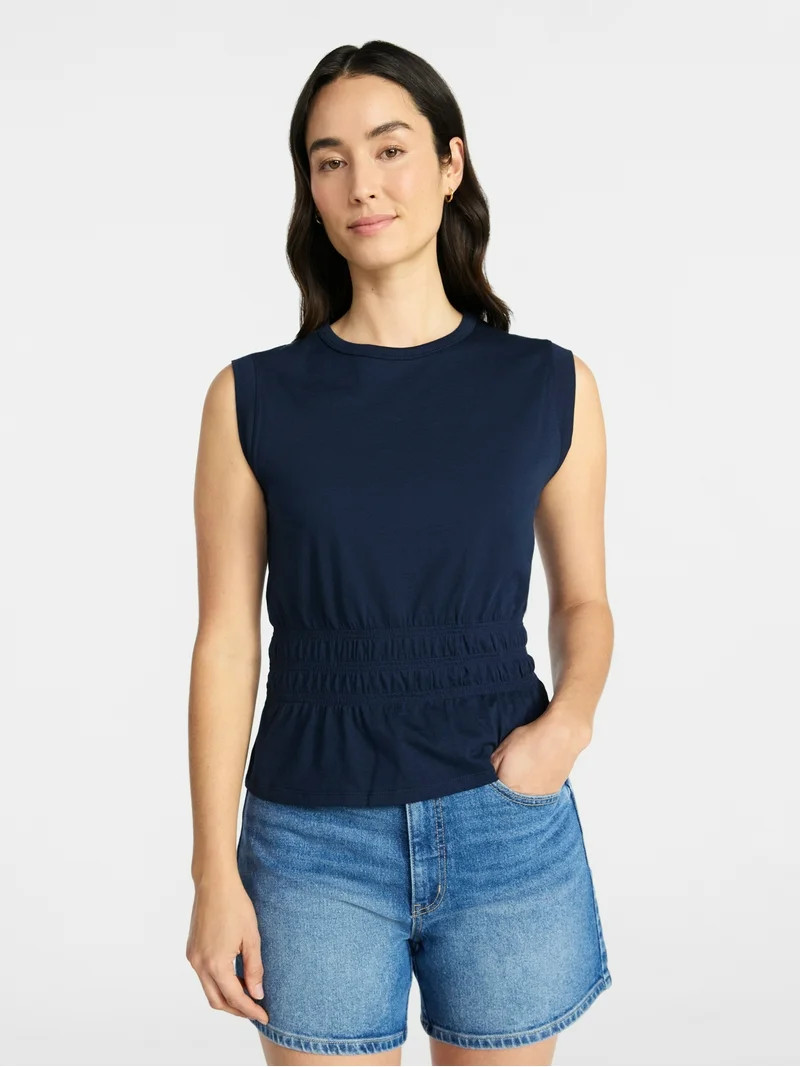 Time and Tru Women's Cotton Peplum Tank Top, Sizes XS-XXXL | Walmart (US)