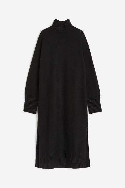 Knitted turtleneck dress - Black - Ladies | H&M GB | H&M (UK, MY, IN, SG, PH, TW, HK)