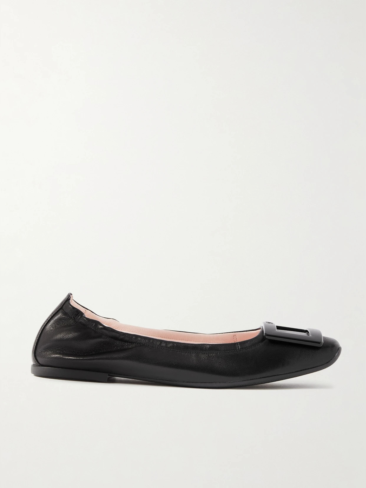 Roger Vivier - Viv Pockette Leather Ballet Flats - Black | NET-A-PORTER (US)