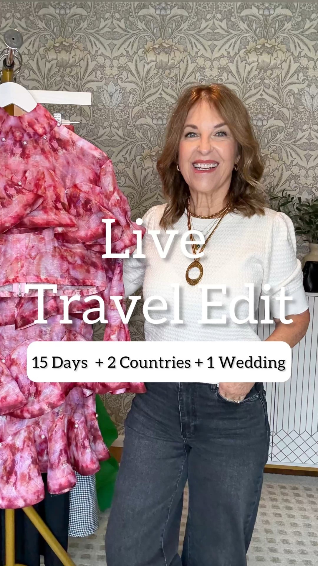 Live Travel Edit! 
Sharing a packing list for 15 days of travel, visiting 2 countries, and attending my daughter's wedding. 

I shared elevated casual looks you can wear on vacation and at home: linen pants, three dresses, one versatile skirt,  a couple of cashmere cardigans, white jeans, striped button-up, scarves, a Crossbody, a cute jacket, low-profile sneakers, sandals, and mother-of-the-bride dresses.  All can be mixed and matched! 

Thanks for watching, and save this post for your next trip. 

Mother of the bride dresses are vintage.



#LTKTravel #LTKOver40 #LTKxMadewell