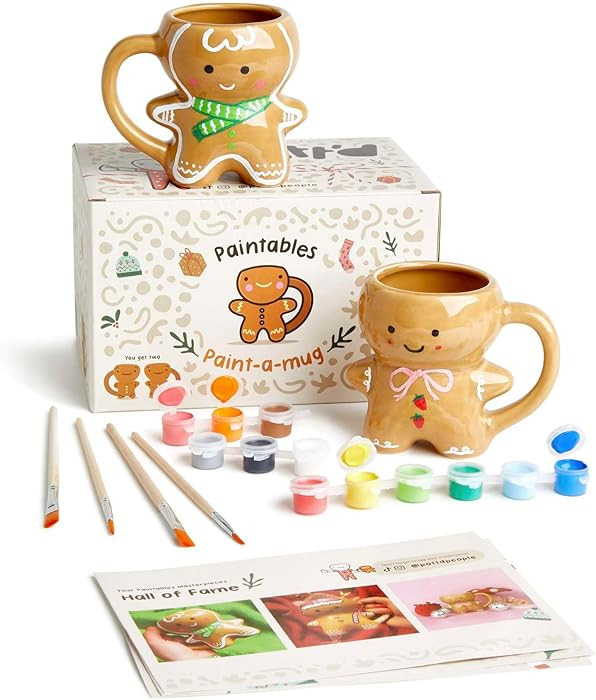Pott’d Paintables Gingerbread Christmas Paint-a-Mug Kit – DIY Christmas Coffee Mugs, Includes... | Amazon (US)